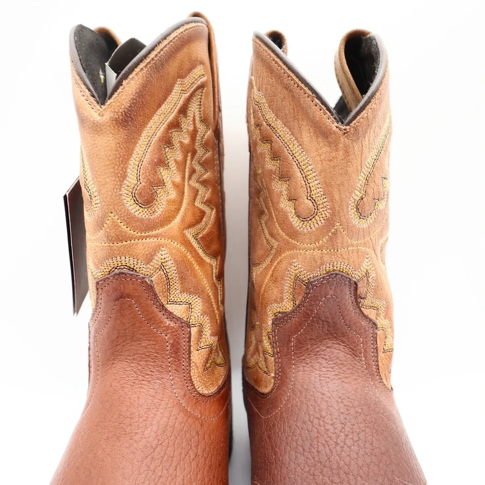 Old West 1936 Western Boots Kids 3.0 Brown Leather NWT
